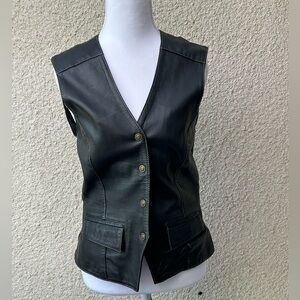 Elegant Black Leather Vest for Women